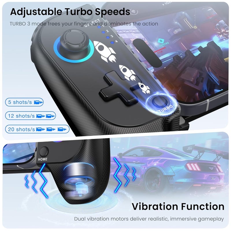 AXYBCOOL Store Wireless Mobile Controller for iPhone & Android - Hall Effect Joystick, No Drift - Compatible with Xbox Game Pass, Steam Link, Call of Duty, Roblox - Image 4